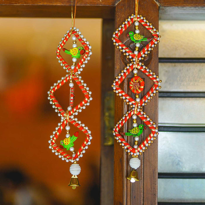 Layered Parrot Festive Wall Hangings I Set of 2