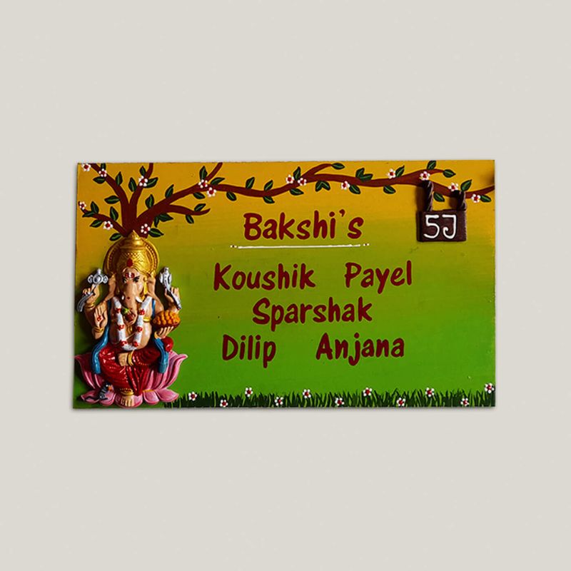 Handcrafted Personalised Ganesh Themed Nameplate