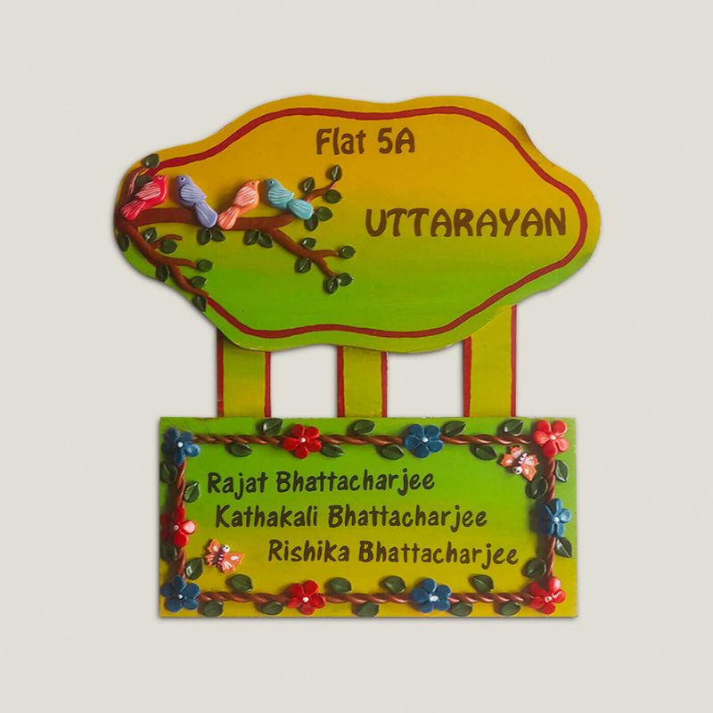 Handcrafted Personalised Bird Themed Nameplate - Zwende