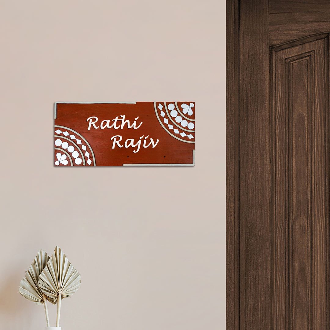 Handcrafted Lippan Art Personalized Pinewood Nameplate - Zwende