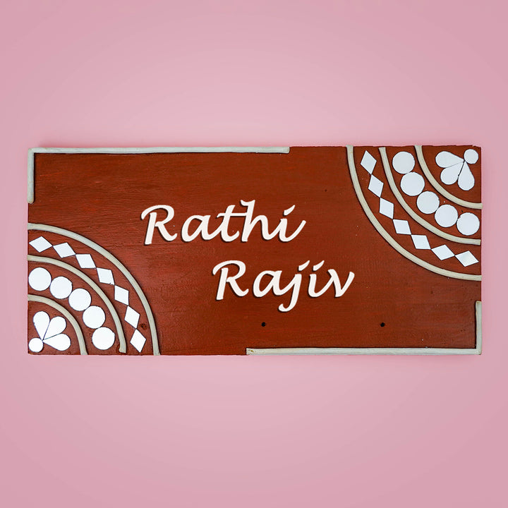 Handcrafted Lippan Art Personalized Pinewood Nameplate - Zwende