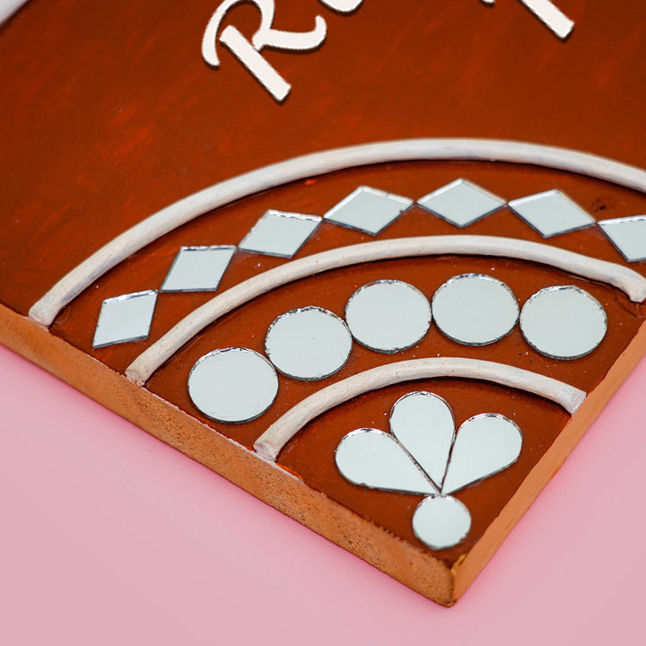 Handcrafted Lippan Art Personalized Pinewood Nameplate - Zwende