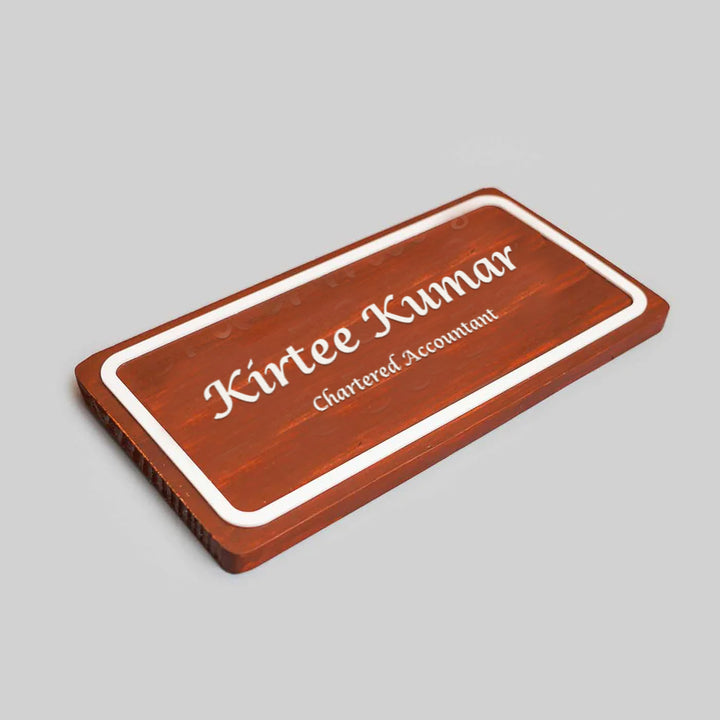 Handcrafted Personalized Distressed Pinewood Name Plate For Chartered Accountant