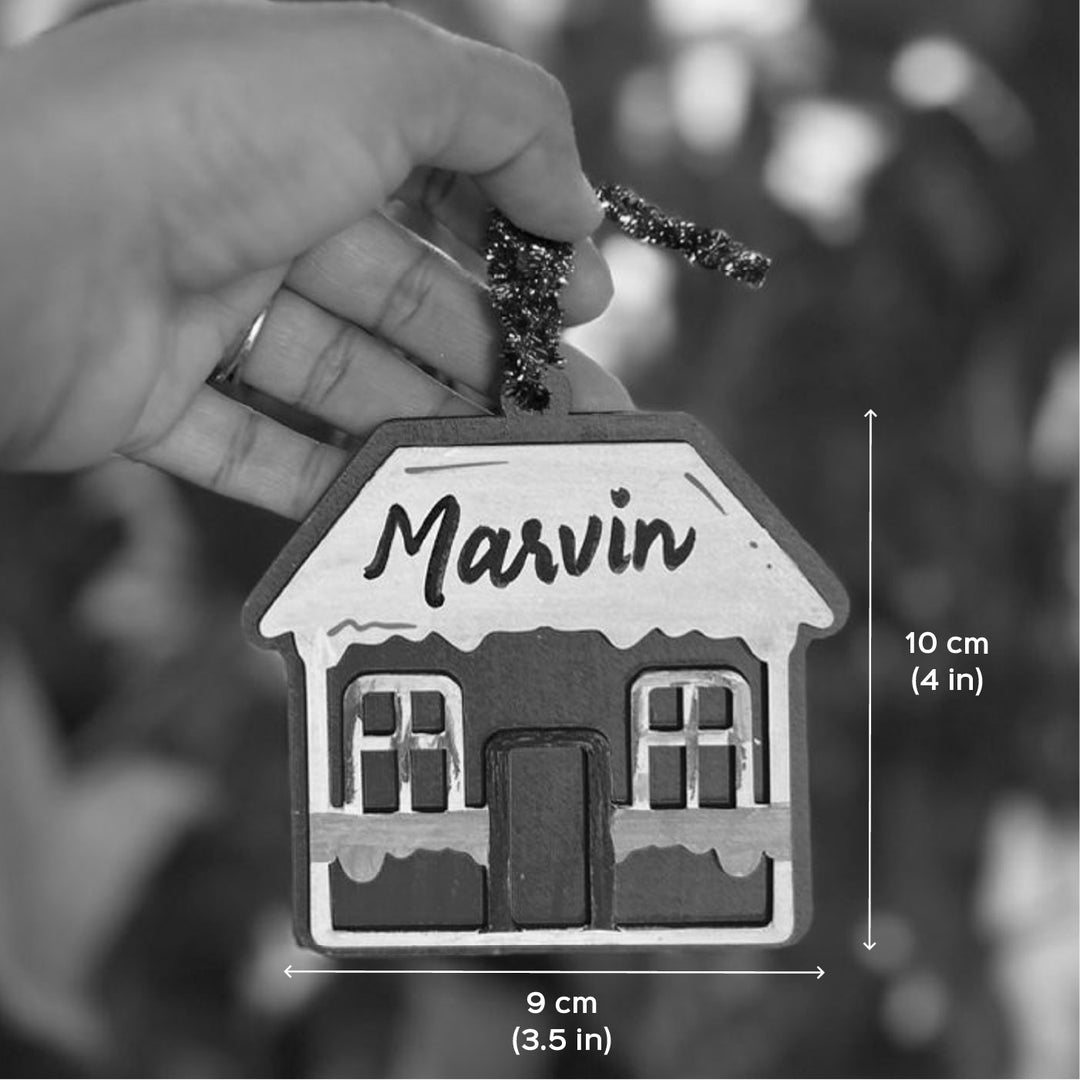 Personalized Hand-Painted House Wooden Ornament For Christmas Decoration
