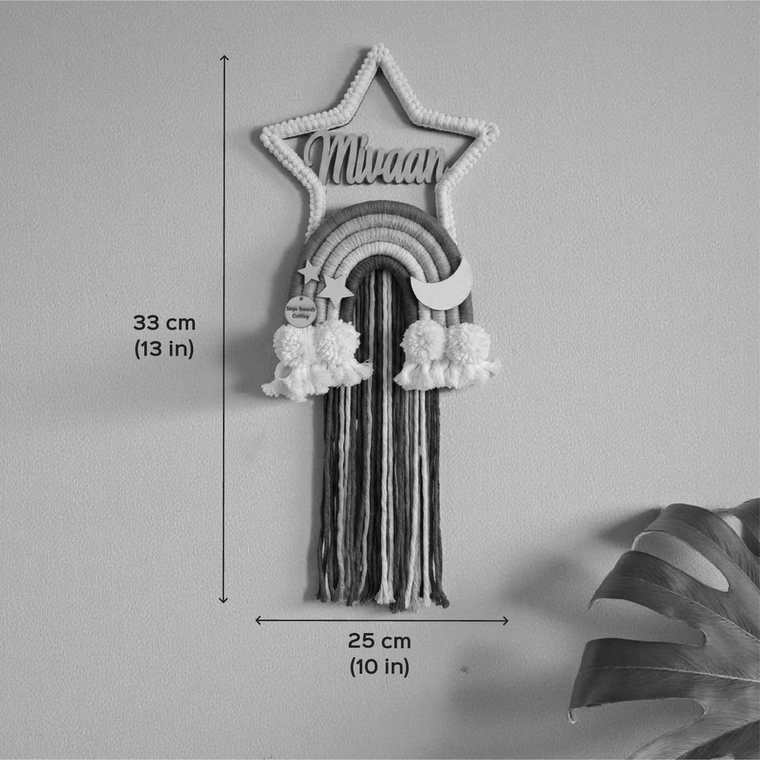 Personalized Macrame Star Theme Kids Name Plate