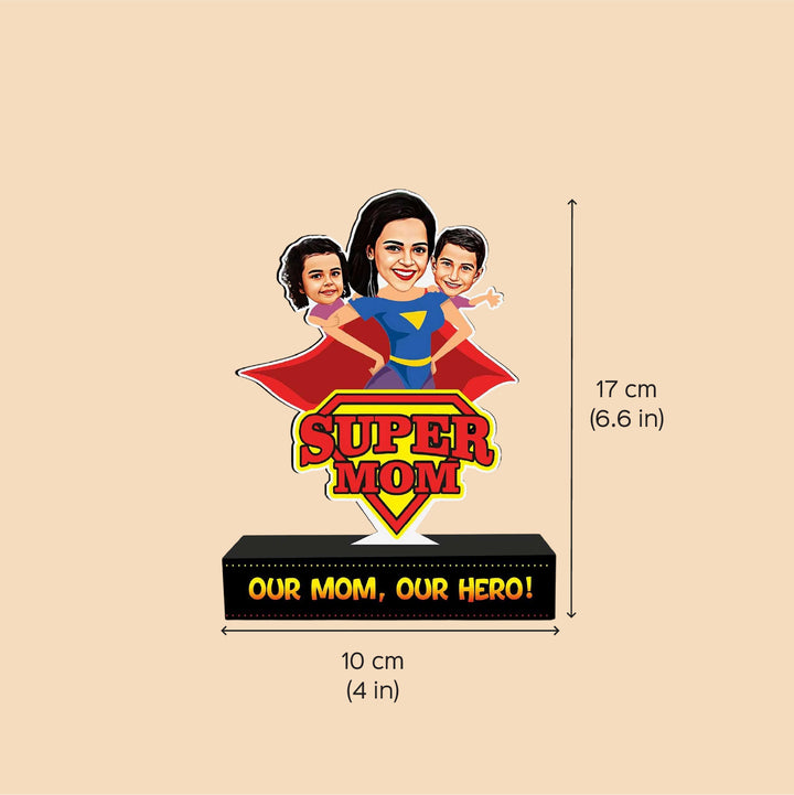 Photo Personalized "Super Mom" Theme MDF Wood Caricature Cutout For Mothers