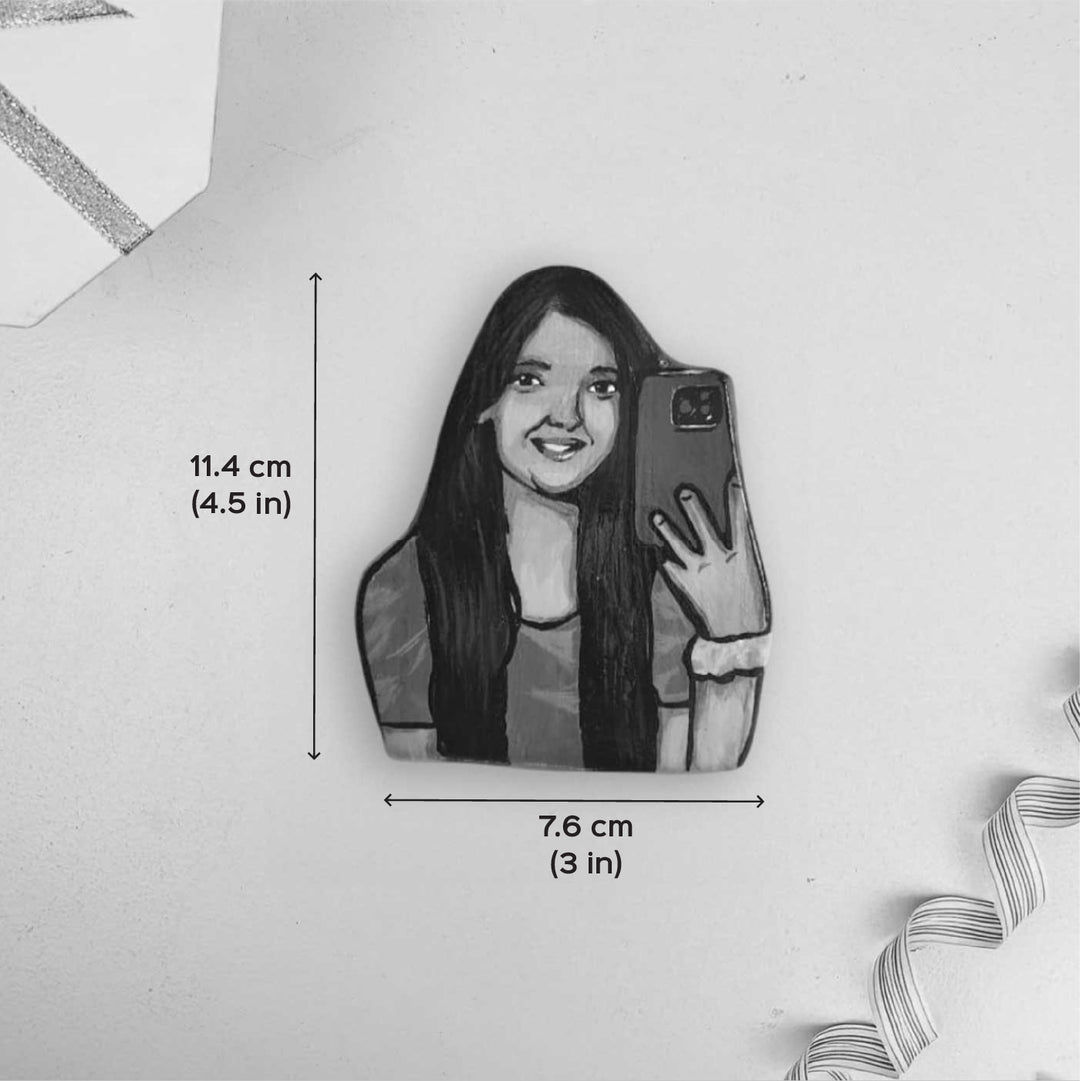 Cute Girl Photo Personalized Handpainted Clay Fridge Magnet