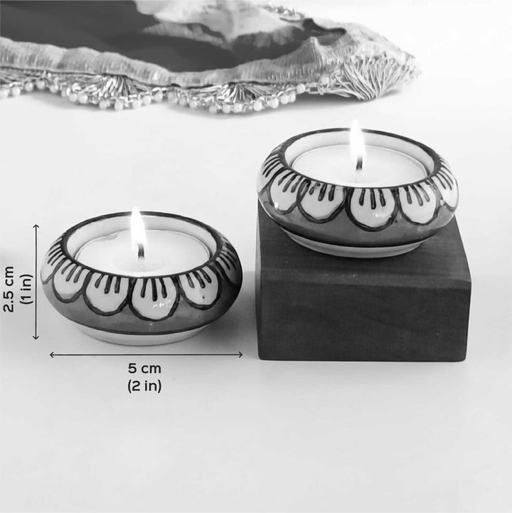 Set of 2 | Handmade Mosaicaura Ceramic Tealight Holder