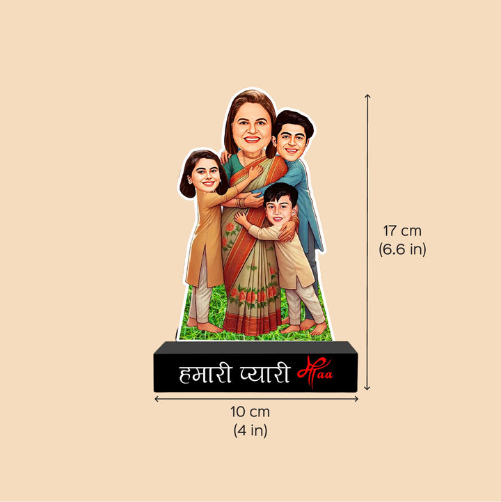 Photo Personalized "Hamari Pyaari Maa" MDF Wood Caricature Cutout For Mothers