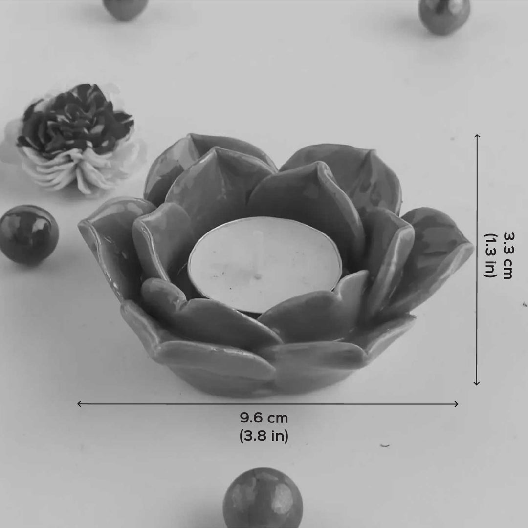 Handmade Petal Glow Ceramic Tealight Holder