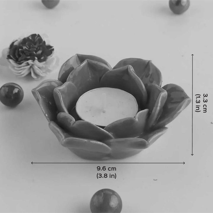 Handmade Petal Glow Ceramic Tealight Holder