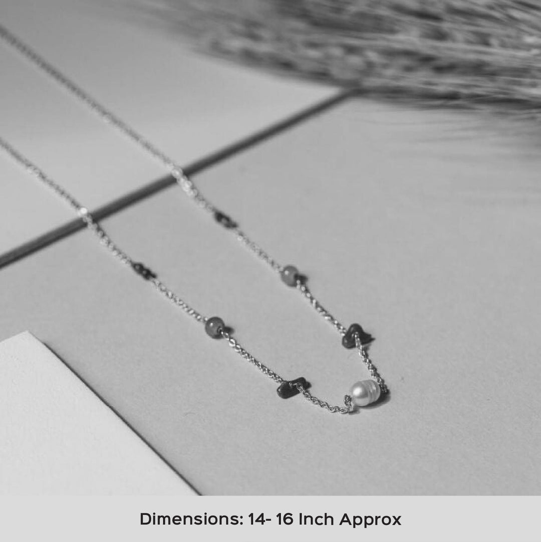 Handmade Grey Pearl Coral And Labradorite Silver Necklace