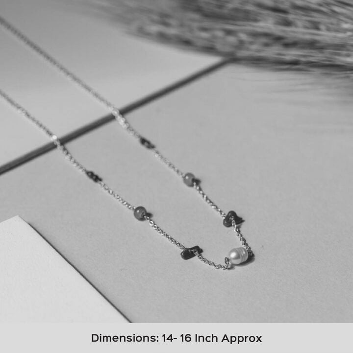 Handmade Grey Pearl Coral And Labradorite Silver Necklace