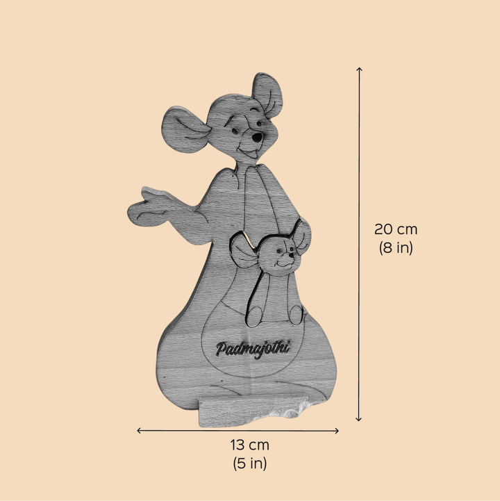Personalized Kangaroo Mom & Baby Wooden Figurine