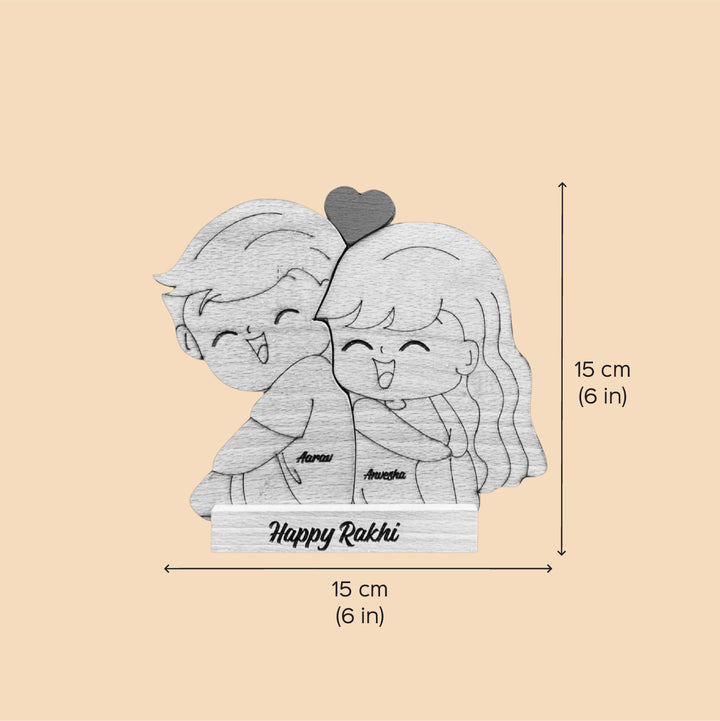Personalized Cute Siblings Wooden Figurine