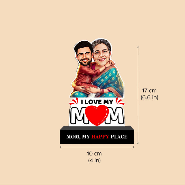 Photo Personalized "Mom, My Happy Place" MDF Wood Caricature Cutout For Mothers