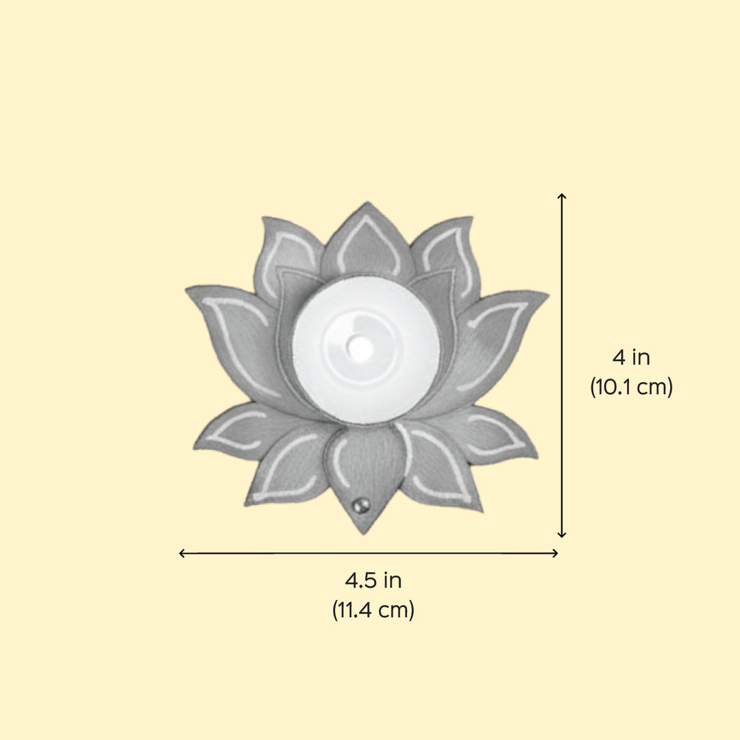 Hand-Painted Lotus MDF Wood Tealight Holder