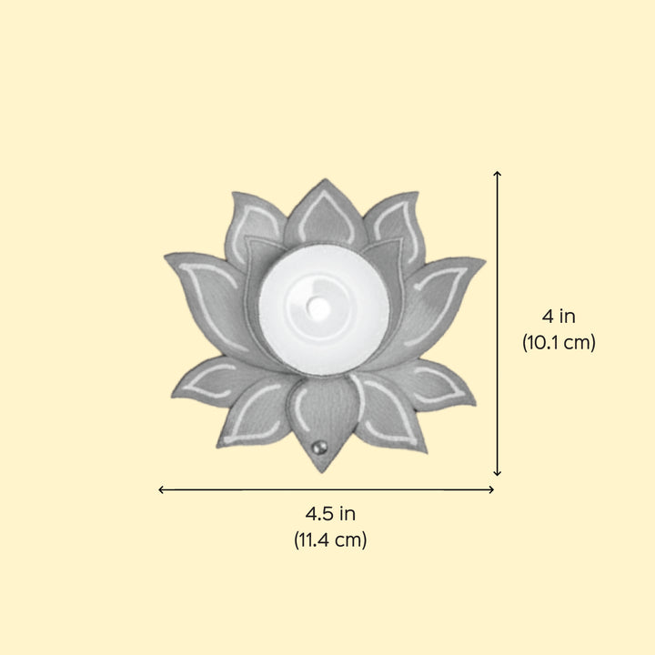 Hand-Painted Lotus MDF Wood Tealight Holder