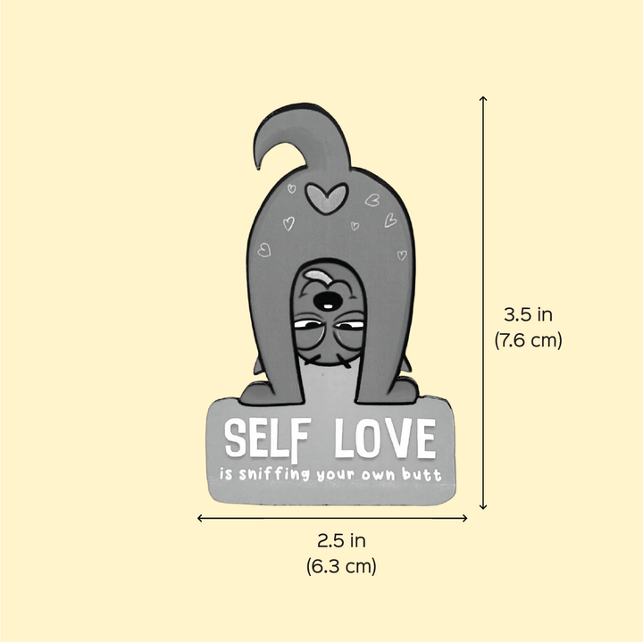 Printed Cat Theme "Self Love" MDF Wood Fridge Magnet