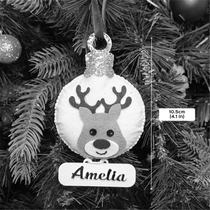 Personalized Handmade Rosy Reindeer Charm Felt Ornament