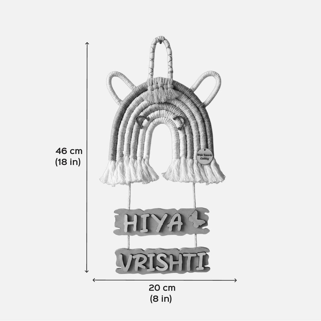 Personalized Macrame Rainbow & Unicorn Theme Kids Name Plate