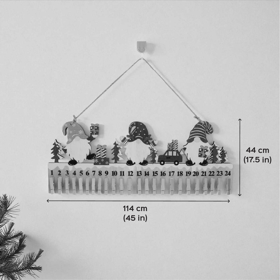 Handmade Wooden Nordic Gnome Advent Calendar With Clips