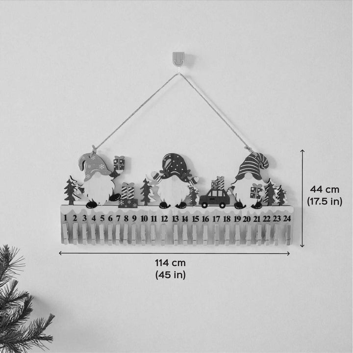 Handmade Wooden Nordic Gnome Advent Calendar With Clips