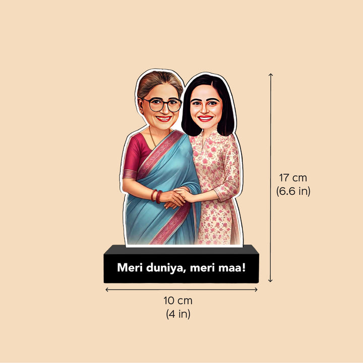 Photo Personalized "Meri Duniya, Meri Maa!" MDF Wood Caricature Cutout For Mothers