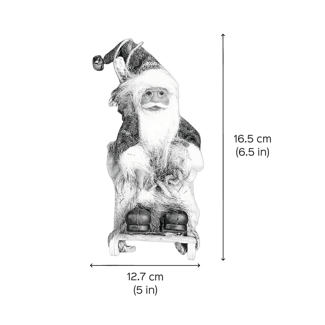 Handmade Grey & Red Sitting Sledge Santa Ornaments For Christmas Tree Decoration