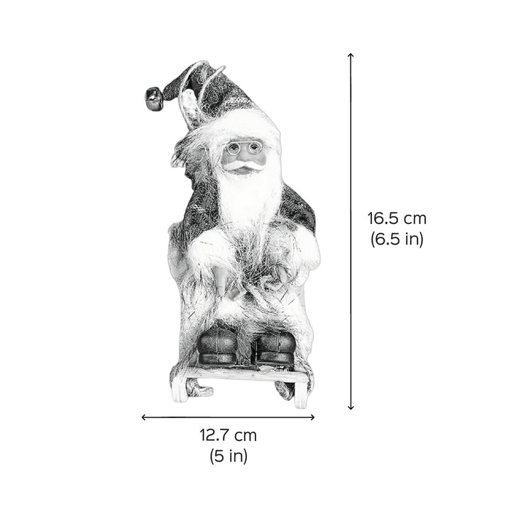 Handmade Grey & Red Sitting Sledge Santa Ornaments For Christmas Tree Decoration