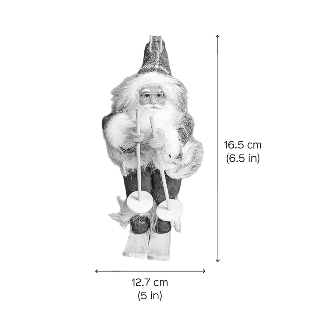 Handmade Red Checks Skiing Santa Claus Ornaments For Christmas Tree Decoration