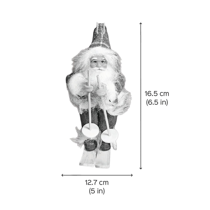 Handmade Red Checks Skiing Santa Claus Ornaments For Christmas Tree Decoration