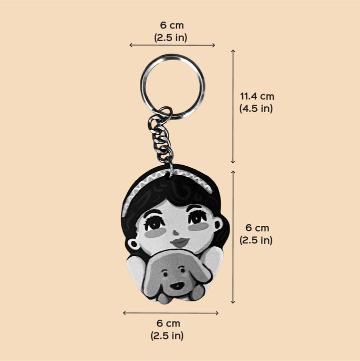 Printed Hand-Illustrated Conversation Starter MDF Wood Key Chain/Bag Charm