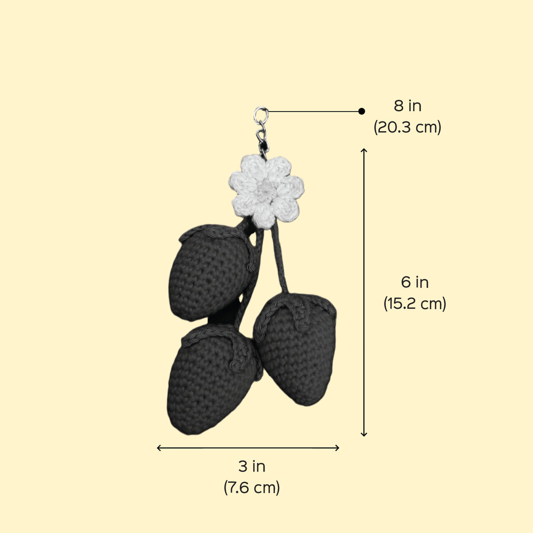Handmade Crochet Strawberry & Flower Cotton Bag Charm