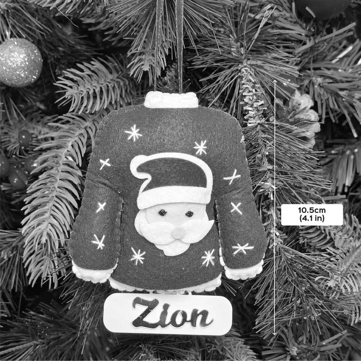 Personalized Handmade Santa Sweater Felt Ornament