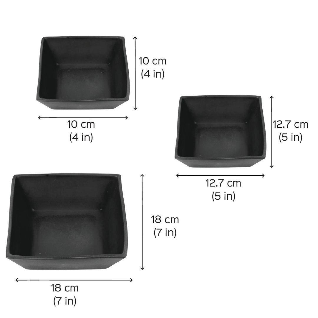 Handmade Blue Square Snacks Bowl | Set Of 3