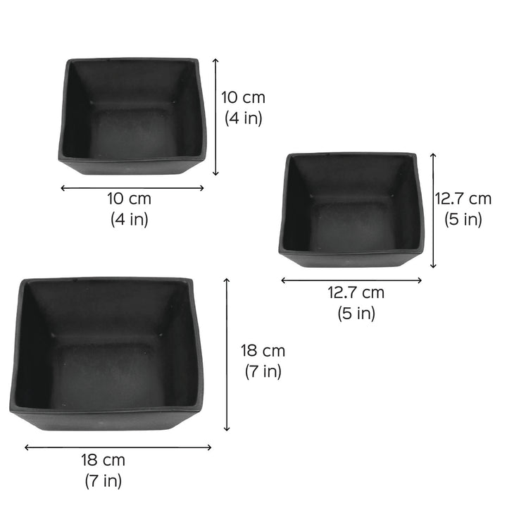 Handmade Blue Square Snacks Bowl | Set Of 3
