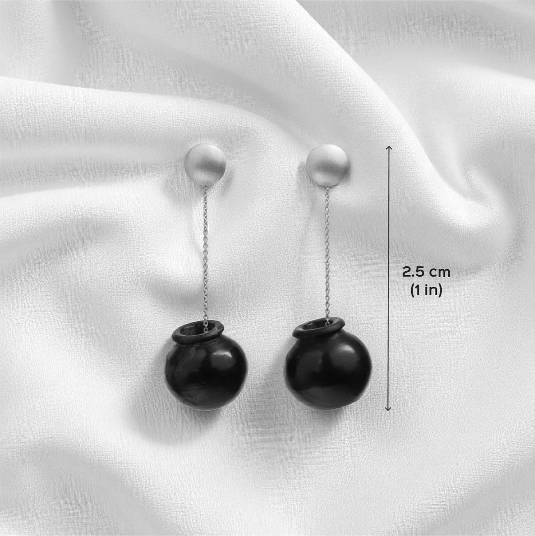 Minimal Handmade Sikahar Hanging Pot Design Brass Earrings | 22K Gold Plated