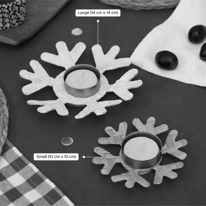 Handmade Bamboo Frost Tea Light Holder | Set Of 2