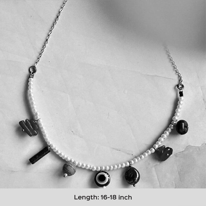 Handmade Pearl Choker With Evil Eye Necklace