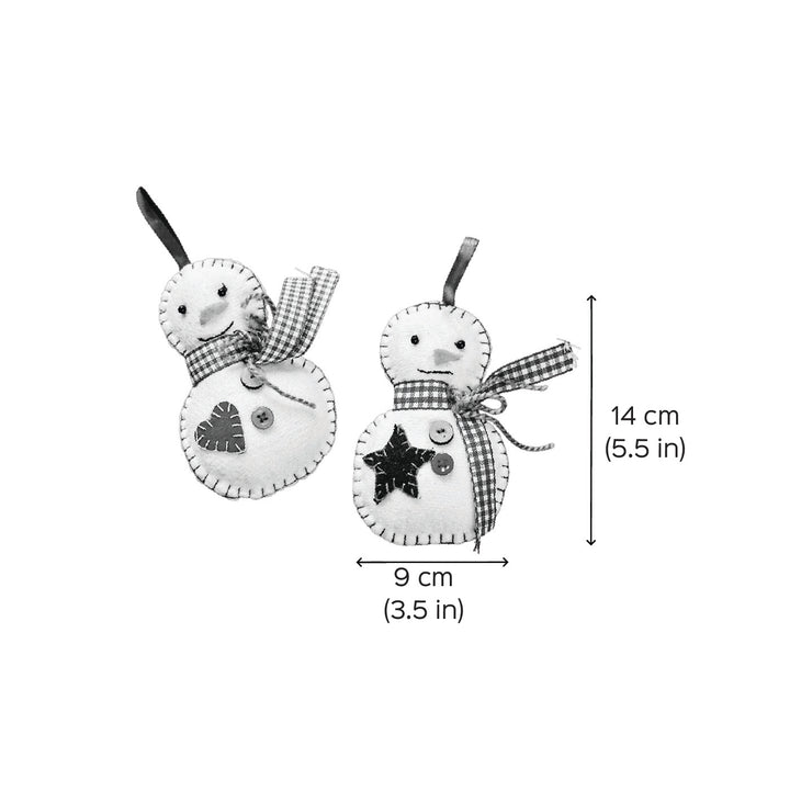 Handmade Snowman Cotton Ornaments For Christmas Tree Decoration | Set Of 2