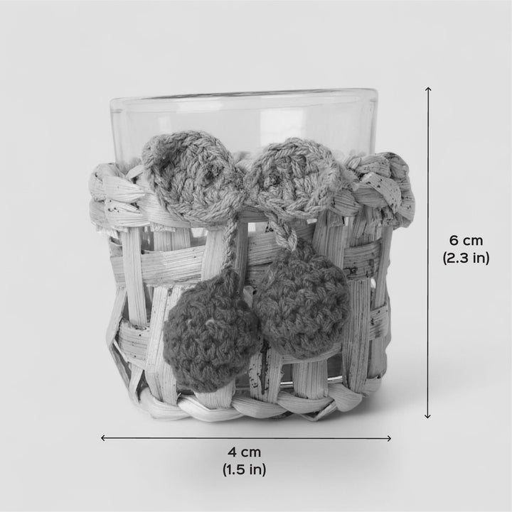 Handmade Banana Bark And Crochet Joy Tea Light Holder | Set Of 3