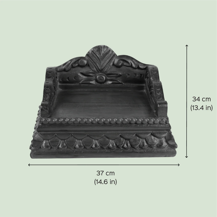 Hand Carved Intricate Floral And Leaf Carvings Wooden Laddu Gopal Singhasan