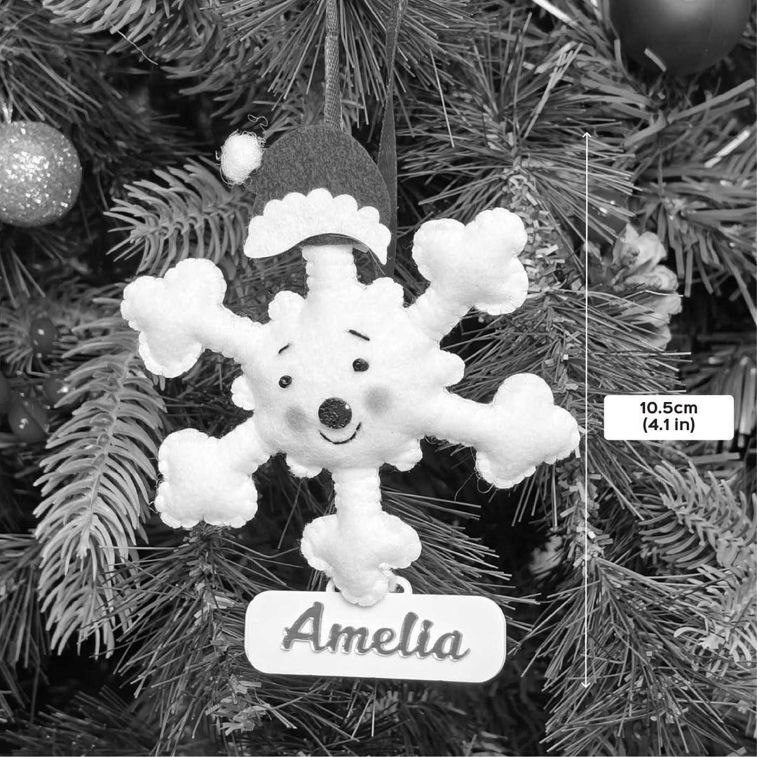 Personalized Handmade Happy Snowflake Felt Ornament