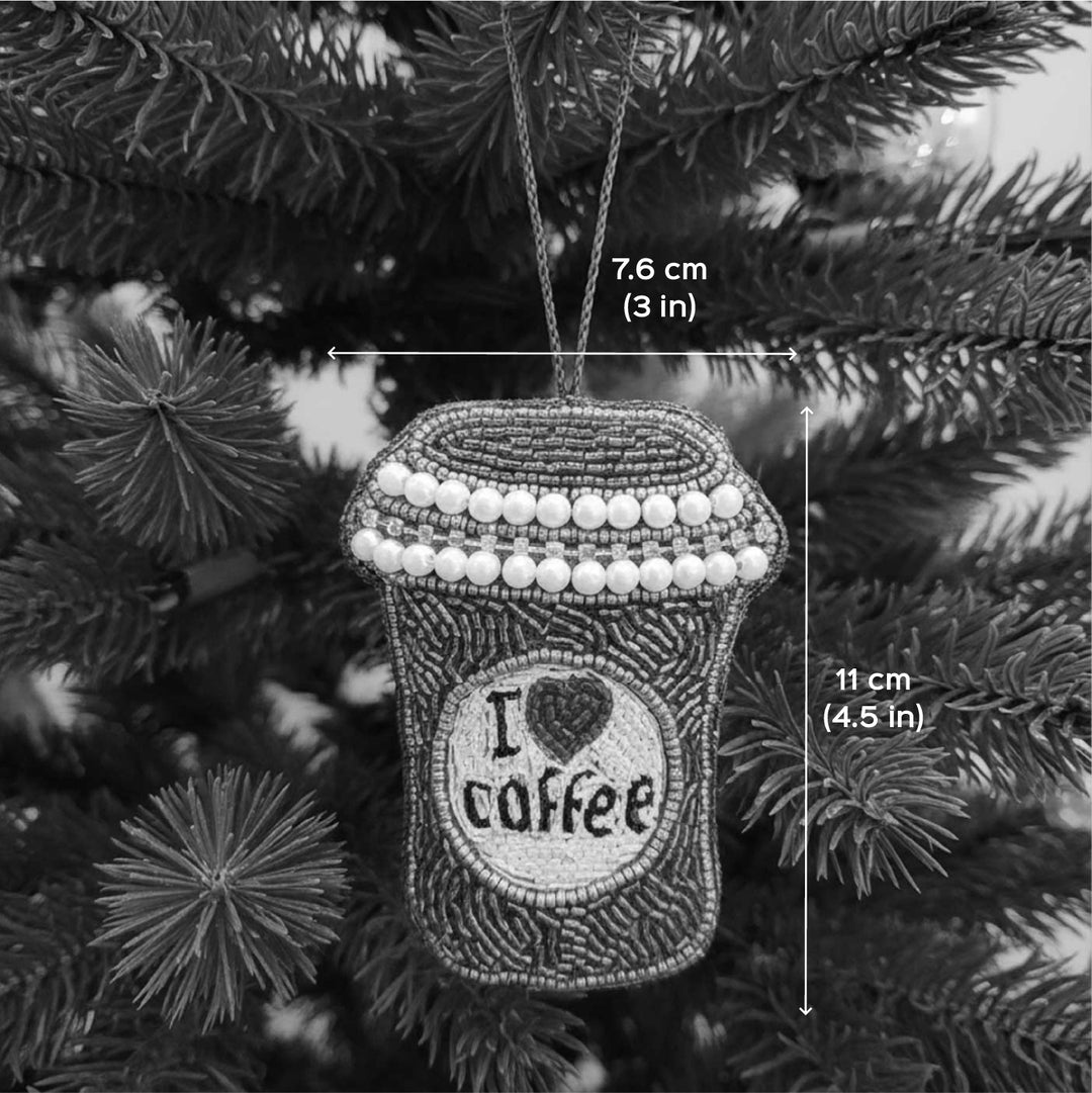 Coffee Love Beaded Premium Zardozi Ornament