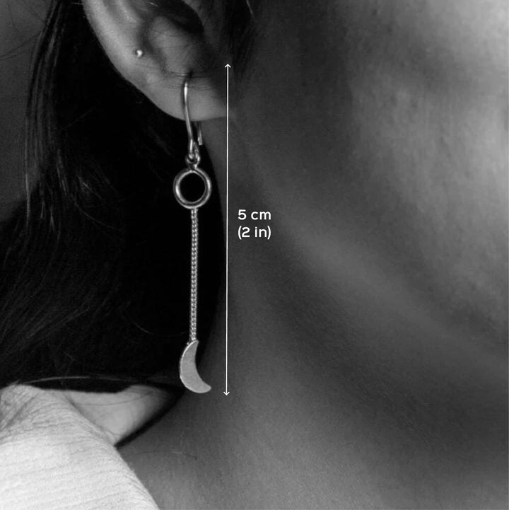 Handmade Sun And Moon Triangular Brass Earrings