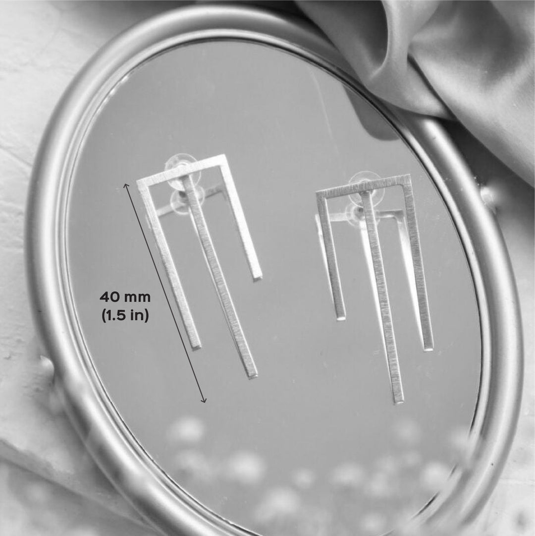 Handmade Minimal Rectangle Earjackets Earrings | 18K Gold Dipped