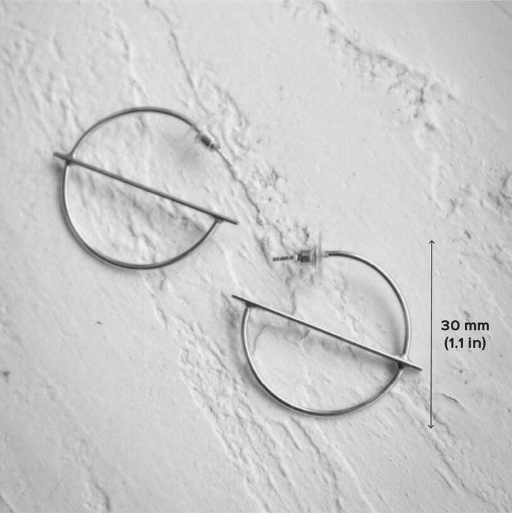 Minimal Semi Circular Ring Brass Earrings | 18K Gold Dipped