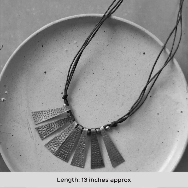Handmade Mixed Metal Triangular Beaten Necklace