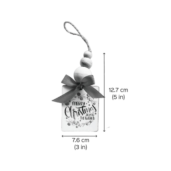 Printed Beaded Mdf Wood Ornaments For Christmas Tree Decoration | Set Of 4